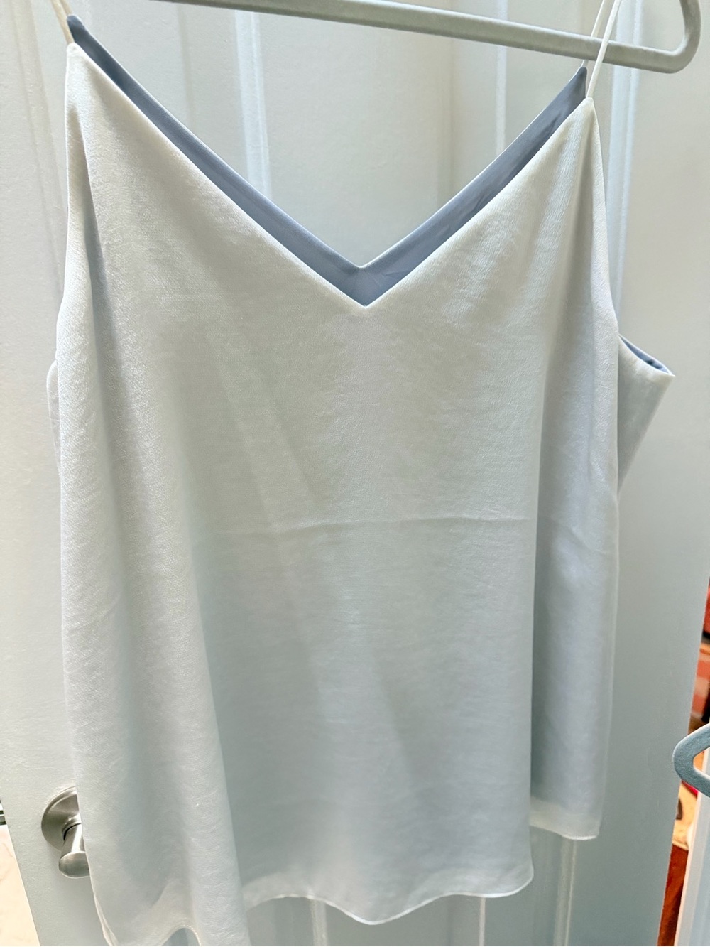 Women's Reversible White/Silver V-Neck Satin-Trim Cami Top